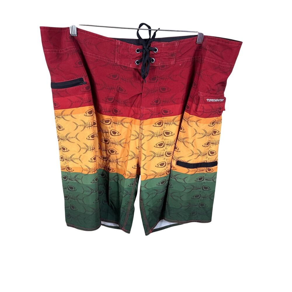 Tormenter Board Shorts Men Size 42 Multicolor Animal Print Fishbone Reggae Beach